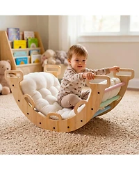 Sugift Montessori 3-in-1 Wooden Rocking Climbing Arch
