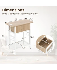 Sugift Set of 2 End Tables with Charging Station and Hidden Compartment