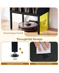 Sugift Turntable Record Player Stand with Power Outlets and 4-Partition Storage