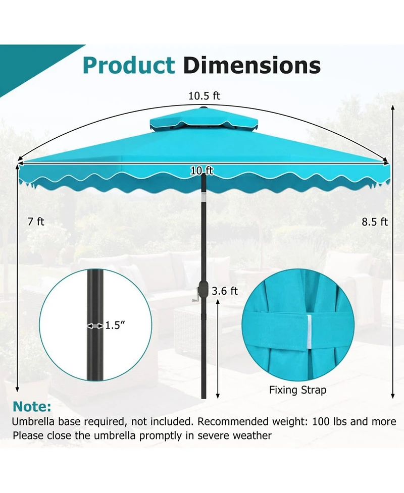 Gouun 10 Feet Outdoor Patio Umbrella with Push Button Tilt and Crank Lift
