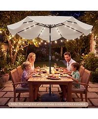 Gouun 9 Feet Scalloped Solar Market Table Umbrella with 24 Led Lights