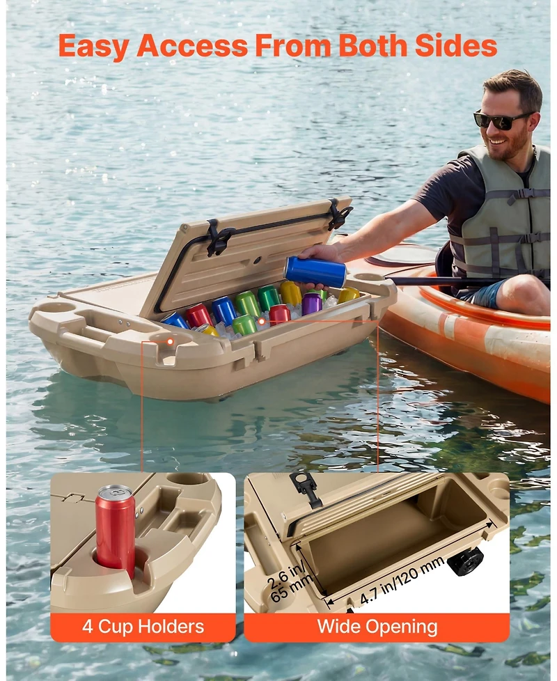 Hongge 40 Qt Floating Ice Chest Cooler with Dry Storage Compartment