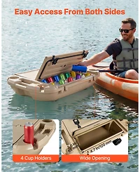 Hongge 40 Qt Floating Ice Chest Cooler with Dry Storage Compartment