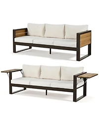Asagikoiai 4 Piece Aluminum Patio Furniture Set with Cushions and Fold Out Side Tables