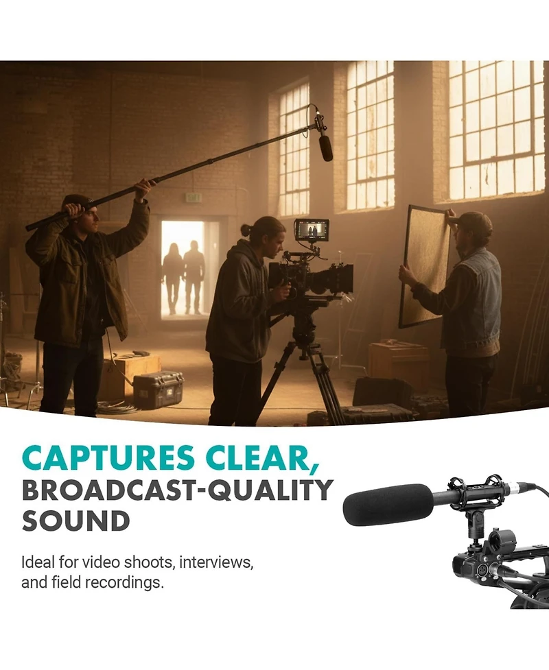 Movo Boomp-sgmic Shotgun Microphone and Boom Pole Kit for Xlr Recording