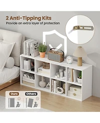 Sugift 8-Cube Bookcase Bookshelf with 2 Anti-Tipping Kits Storage Organizer