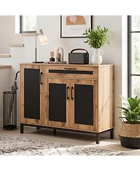 Sugift 48 Inch Sideboard Buffet Cabinet with Drawer and Metal Legs