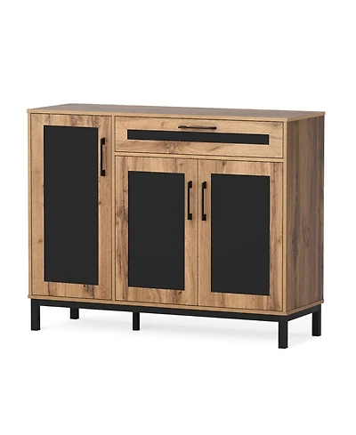 Sugift 48 Inch Sideboard Buffet Cabinet with Drawer and Metal Legs