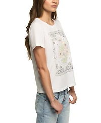 Lucky Brand Women's Heart Frame Floral Classic Crew T-Shirt