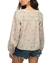 Lucky Brand Women's Ruched Floral-Print Peasant Blouse