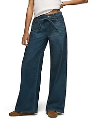Lucky Brand Women's Liquid Denim Luxe High-Waisted Wide-Leg Medium Rinse Jeans