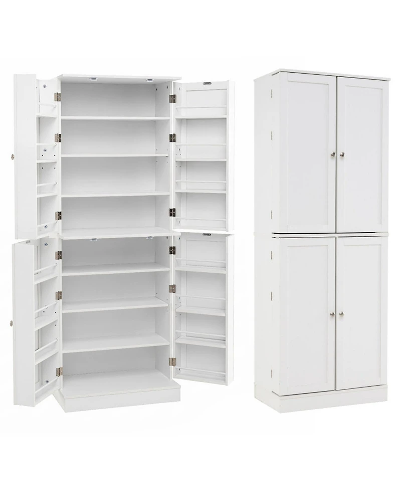 Sugift 65.5 Inch Freestanding Kitchen Pantry Cabinet Tall Buffet Cupboard with 4 Doors 16 Door Shelves
