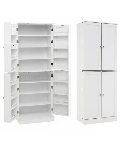 Sugift 65.5 Inch Freestanding Kitchen Pantry Cabinet Tall Buffet Cupboard with 4 Doors 16 Door Shelves