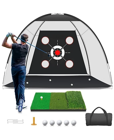 Aofar Golf Net Practice Mat Hitting Aid Driving Chipping Swing Target 10x7feet