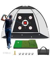 Aofar Golf Net Practice Mat Hitting Aid Driving Chipping Swing Target 10x7feet