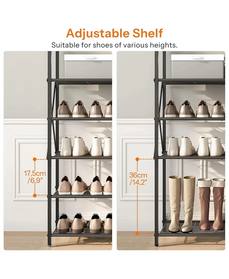Slickblue Freestanding 8-Tier Metal Shoe Rack Organizer for Entryway Bedroom Closet Storage