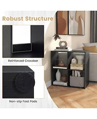 Sugift 4 Cube Bookshelf with Back Guardrail for Living Room Bedroom
