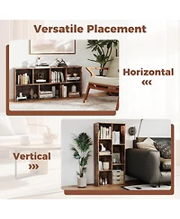 Sugift Vertical or Horizontal Freestanding Bookshelf with 7 Compartments