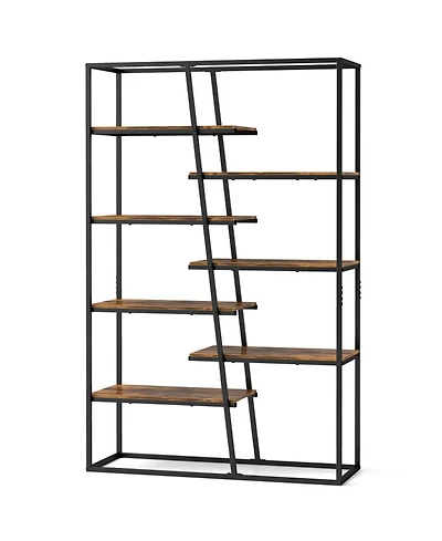 Sugift 71-Inch 7-Tier Industrial Etagere Bookcase with Heavy-Duty Metal Frame