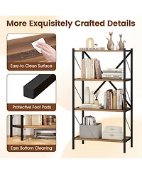 Sugift 4-Tier Bookshelf with Heavy-Duty Metal Frame and X-Braced Reinforcement
