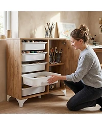 Sugift Buffet Sideboard Cabinet with 5 Removable Drawers and 2-Shelf Storage