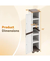 Sugift Plastic Pantry Storage Cabinet with 4 Adjustable Shelves and Single Door for Kitchen Living Room