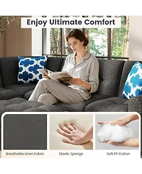 Sugift 98in Sectional Sofa with Movable Storage Ottoman Linen Fabric 98 x 69.5 x 32.5in
