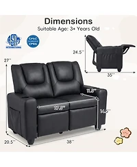 Sugift 2-Seater Kids Recliner Toddler Sofa Chair with 2 Cup Holders