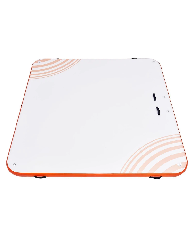 Hongge 7 x 7 ft Inflatable Floating Dock Platform with Ladder