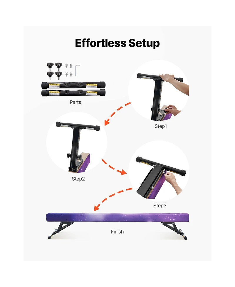 Hongge 8 ft Adjustable Gymnastics Balance Beam with 5 Heights