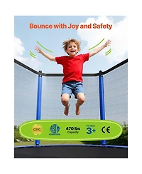 Hongge 15 ft Round Outdoor Trampoline with Zippered Enclosure Net