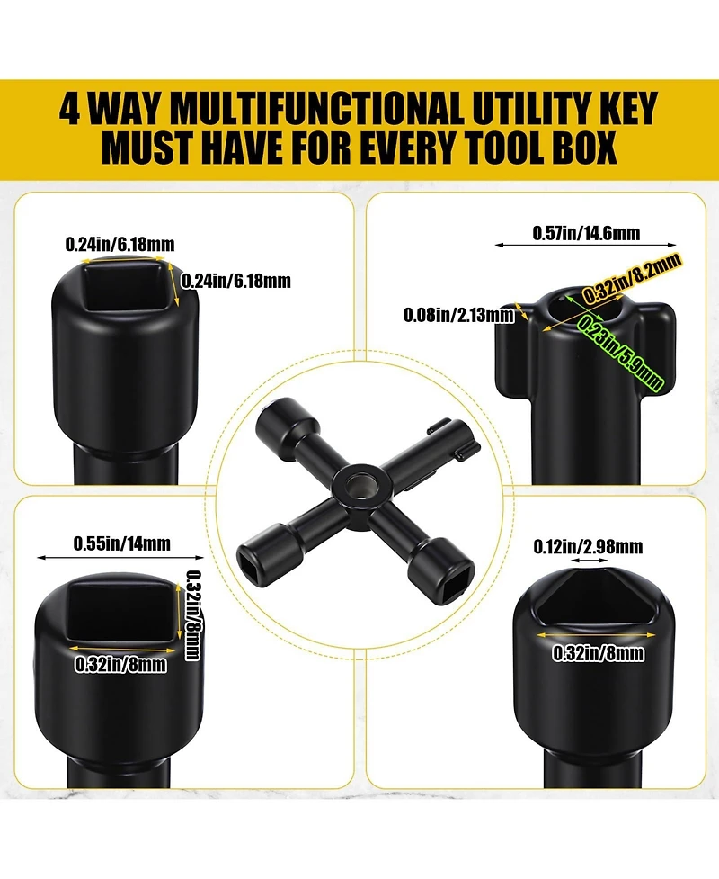 Xdovet Water Meter Key Steel Wrench T-Handle 4-Way Valve Tool