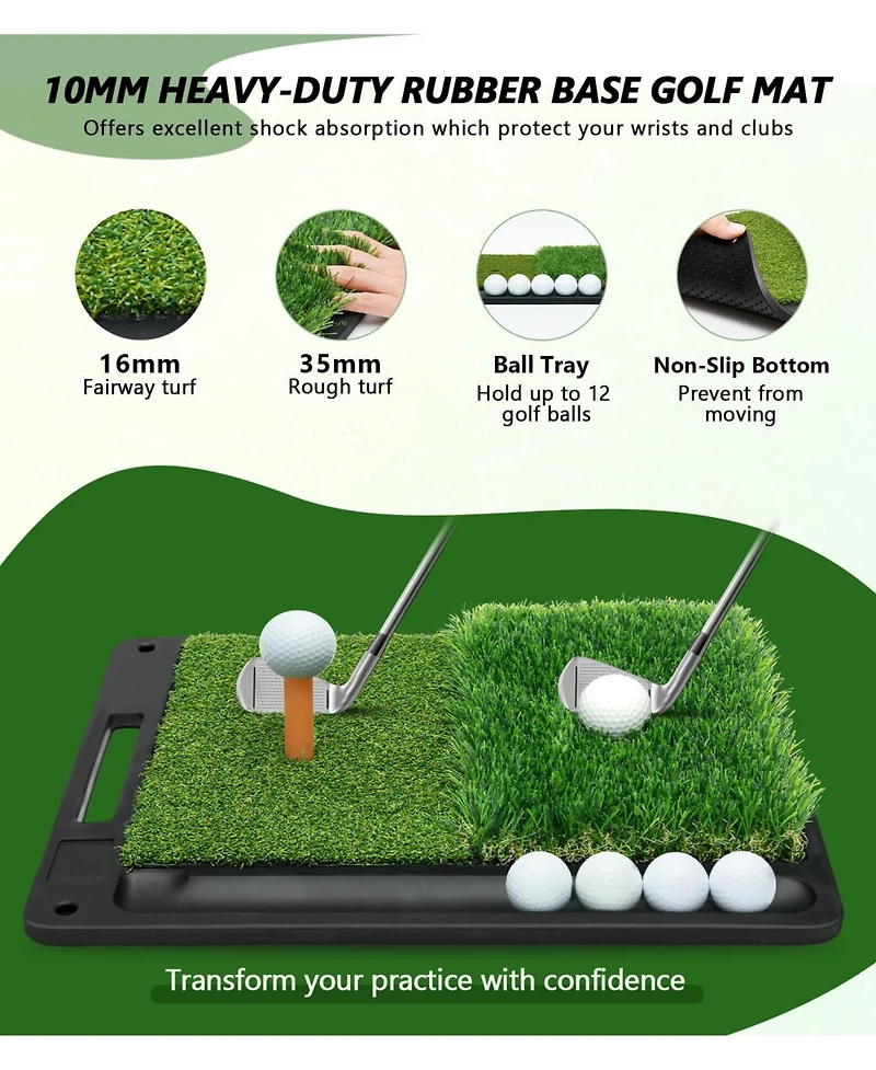 Aofar Golf Practice Net With Mat For Chipping Swing Driving Indoor Outdoor Gifts Golfers 10x7feet