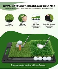 Aofar Golf Practice Net With Mat For Chipping Swing Driving Indoor Outdoor Gifts Golfers 10x7feet