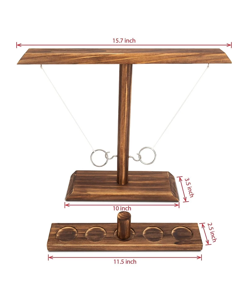 Aofar Ring Toss Game Wooden Hook Bar Party 15.7" X 13
