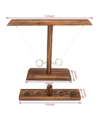 Aofar Ring Toss Game Wooden Hook Bar Party 15.7" X 13