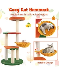 Sugift Multi-Level Cat Tree Pet Activity Center with Fruit-Shaped Platforms and Sisal Scratching Posts