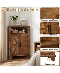 Sugift 4-Tier Corner Storage Cabinet with Open Shelf and 2-Door Cabinet