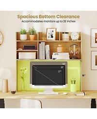 Sugift Desktop Bookshelf Storage Hutch With 6 Shelves and Adjustable Shelf