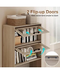 Sugift 4-Tier Bookshelf with Storage Cabinets and Open Compartments