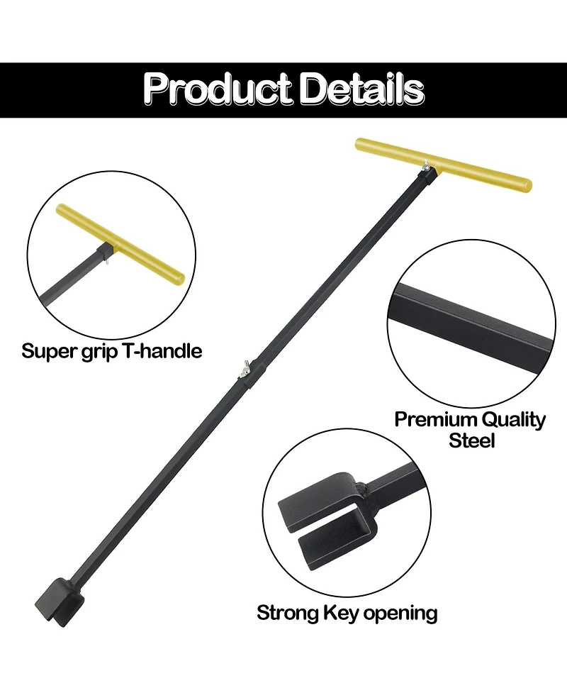 Xdovet Water Meter Key Shut Off Tool Steel 4 Way Seal Tape