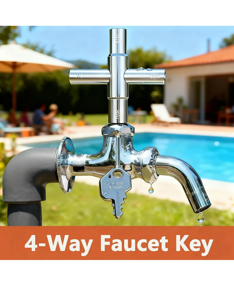Xdovet 3 Pack 4 Way Sillcock Key Universal Hose Bib Wrench