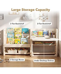 Sugift Kids Writing Desk and Chair Set with Side Bookshelves