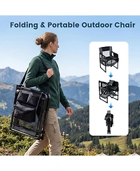 Gymax Outdoor Camping Chair for Adults with Cup Holder and Side Pocket Bottle Opener