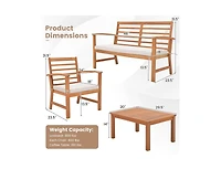 Boyel Living 4 Pieces Outdoor Furniture Set with Stable Acacia Wood Frame
