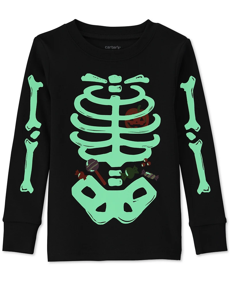 Carter's Baby Boys' and Girls' Halloween Glow the Dark Skeleton Cotton Snug-Fit Pajama, 2-Piece Set