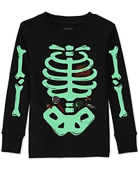 Carter's Baby Boys' and Girls' Halloween Glow the Dark Skeleton Cotton Snug-Fit Pajama, 2-Piece Set