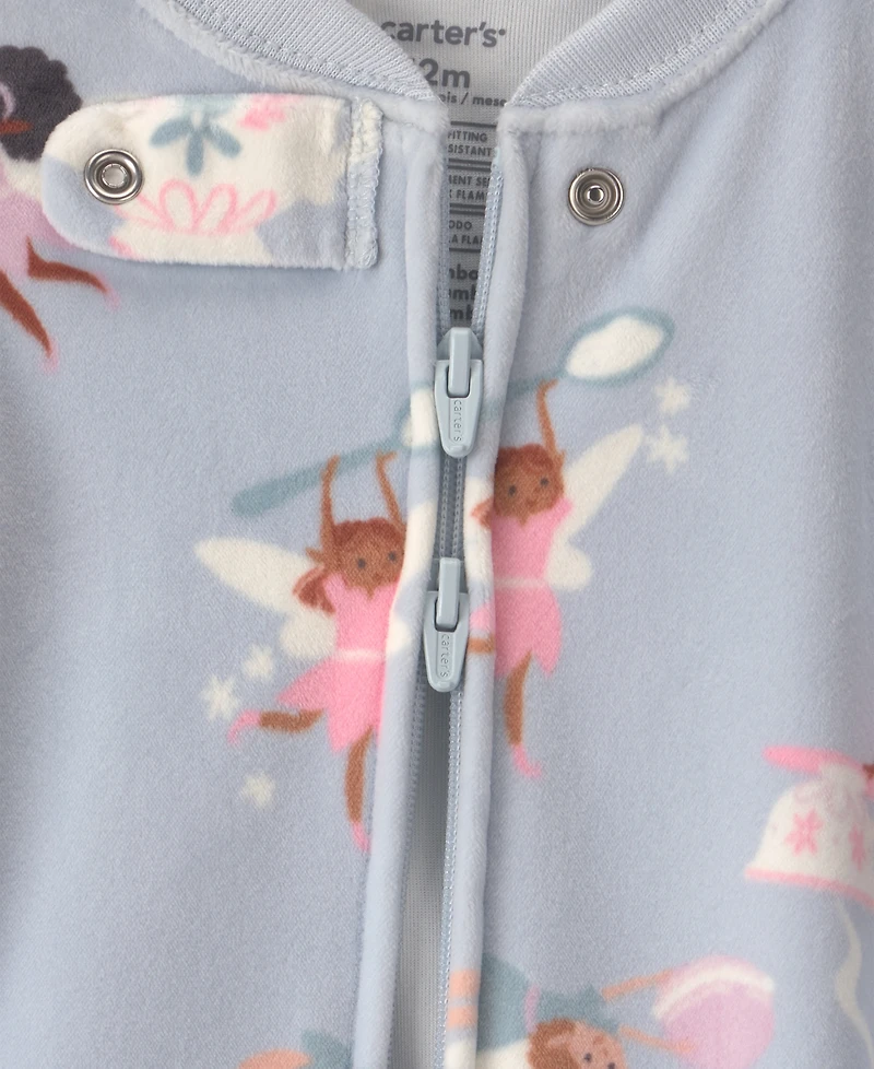 Carters Baby Girls' Fairies 2-Way Zip Dream Plush Snug-Fit Footed Pajama