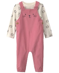 Carters Baby Girls' Cat Long-Sleeve Top and Corduroy Overall, 2-Piece Set