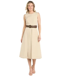 R & M Richards Women's Crewneck Midi Stretch Dress